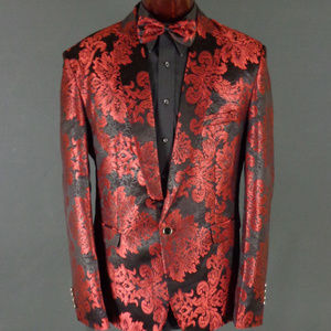 *Sold* Burgundy Baroque Style Brocade Tux